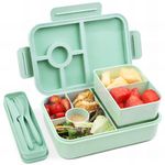 Bugucat Bento Lunch Box 1300ML,Kids Lunch Box Bento Boxes with 4 Compartments Cutlery,Leak-Proof Lunchbox Snack Boxes for Kids Adult,Kids Lunch Box with Compartments for School Kindergarten Office