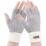 Gebell Fingerless Gloves For Women - Winter Thermal Gloves Warm Soft Knit Half Fingers Mittens for Ladies Driving Working Typing UK