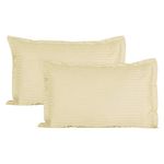 Trance Home Linen 200 TC Cotton Standard Size 18x28 inch Satin Stripe Pillow Covers | Pillow Cases | Set of 2 Piece Pillow Covers only |Standard Size (Ivory, 18 X 28 inch)