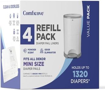 Comficove Refills Compatible with DEKOR MINI Diaper Pails | 4 Pack | Diaper Pail Refills | Powder Scent | Holds up to 1320 Diapers