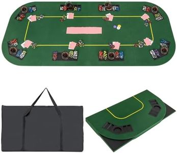 Giantex 79 x 36 Inch Poker Table Top, Foldable 8 Player Texas Holdem Poker Table Topper w/Carry Bag, Cup Holders, Chip Trays, Portable Anti-Slip Blackjack Card Board Poker Mat Layout for Casino