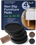 CasterMaster Non Slip Furniture Pads for Hardwood Floors - 2x2 Black Round Rubber Feet Anti Slip Couch Stoppers to Prevent Sliding - Anti Slip Furniture Pads - Non Skid Furniture Grippers (Set of 4)