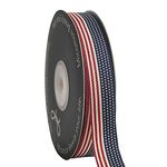 Micomon American Flag Stripes Printed Polyester Grosgrain Ribbons 5/8" 15-Yard Per Spool DIY Clothing Accessories Wedding Gift wrap