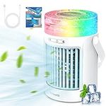 Air Conditioner, Portable Personal Mini Air Conditioner, 3 Fan Speeds 7 LED Lights Evaporative Cooler Air Conditioner, 4000mAh USB Rechargeable Desktop Cooling Fan for Home Office Dorm(600ML)