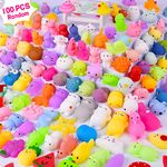 LEEHUR 100PCS Mochi Squishy Toys, Mini Kawaii Squishies Party Bag Fillers For Kids Soft Fidget Toys Stress Squeeze Toys Prizes Kid Easter Christmas Birthday Gifts Goodie Bag Stuffers With Storage Bag