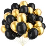 Black and Gold Balloons, 67pcs 12 Inch Metallic Gold and Black Balloons for Birthday, Retirement, Graduation, New Year's Eve Party Decorations