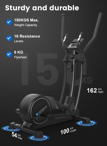 Cowmew Elliptical Cross Trainer – 16-Level Magnetic, 8KG Flywheel, 42cm Stride, App Compatible