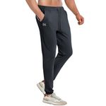 BROKIG Mens Hidzip Gym Joggers Bottoms, Lightweight Running Tracksuit Bottoms Sports Workout Trousers Track Pants Quick Dry with Zip Pockets (Large, Dark Grey)