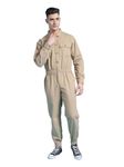 The Indian Garage Co Men Khaki Relaxed Fit Solid Jumpsuit (Khaki_S)