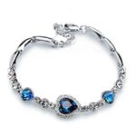 Shining Diva Fashion Non Precious Metal Jewelry Romantic Gift of True Love Titanic Heart Stylish Bracelet for Women and Girls (Blue)(9502b)