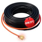 HEATIT 8PLSR Intelligent Commercial Grade Self-Regulating Heat Cable, Frost Protection for Water Pipes and Snow Melting on Roofs,60 Ft Cable, 120V, 8 Watts/Ft