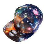 ZLYC New Starry Galaxy Sky Neon Pattern Flatbill Snapback Adjust Baseball Hat(Black)