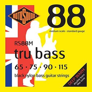 Rotosound RS88M Black Nylon Flatwound Medium Bass Guitar Strings (65 75 90 115)