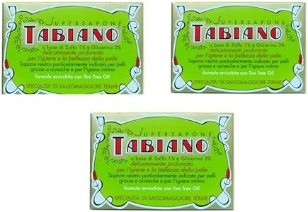 Sapone allo Zolfo e Glicerina - Pack di 3 Saponi Supersapone Tabiano Trattamento Anti-Acne, Psoriasi ed Eczema (3 Saponi da 125g)