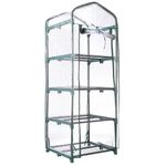 Hardys 4 Tier Mini Greenhouse Outdoor & Indoor - 4 Shelves Portable Small Gardening Growhouse, Extra Thick PVC Plastic, Roll Up Zip Panel, Reinforced Frame, Easy No Tool Assembly