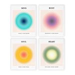 Double Devil's Colorful Gradient Aura Poster Sets for Room Aesthetic Inspirational Wall Art Poster Abstract Minimalist Y2K Room Style Room Wall Decor for Bedroom Office|Pack of 4, Unframed 8x10