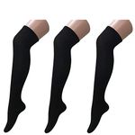 Stockings Socks Women Cotton High Over the Knee Long Sexy Warm(Black)