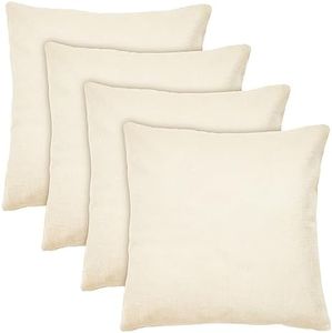 Juvale 4 Pack of Canvas Throw Pillow Covers, 17x17 Blank Pillow Cases (Cream Color, Cotton Material)