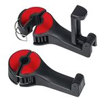 Famini Car hooks, 2 Pack Car Headrest Hooks with Phone Holder, 2 in 1 Car Seat Hidden Hooks for Bag Clothes Grocery (Red)