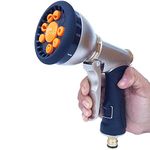 NIRVA WITH DEVICE OF WOMEN PICTURE Multi function High Pressure Metal Water Gun Sprinkler with 8 Way Spray Pattern for Lawn, Gardening, Car Washing, Watering Plants