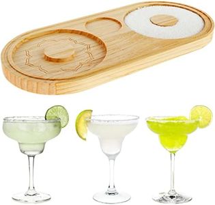 Margarita Salt Rimmer Reusable Bamboo Sugar Salt Rimmer with Double Plate Bar Glass Rimmer Salt Box Spice Container Bartender Tool for Cocktail and Margarita ...