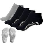 KEYRI 4 Pairs Non Slip Yoga Socks Pilates Socks Cotton Yoga Socks for women and men with Grips,Ballet Home Hospital Fitness Sports Socks,Full Toe Ankle Non-Slip Grip Socks,One Size (3 Black + 1 Gray)