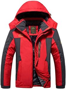 Winter Ski Jacket Men Waterproof Fleece Snow Jacket Thermal Coat for Outdoor Mountain Skiing Snowboard Jacket Plus Size L-9XL Red Asian 3XL EUR 2XL