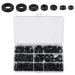 260 Pcs Electrical Conductor Wiring Blanking Gasket Ring Grommets,Rubber Grommet Electrical Conductor Gasket Ring Assortment Kit,Rubber Grommets Assortment Kit for Protecting Wires, Plugs and Cables