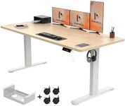 Homall 160x80cm Height Adjustable Standing Desk with USB Charging,Sit Stand Desk with Wire Management Tray, Stand up Desk Heavy Duty Steel with 3 Memory Setting,Beige