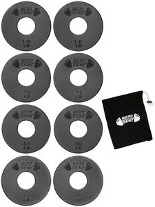 Micro Gainz Standard 1-Inch Center Hole Fractional 8 Piece Weight Plates with Bag, Designed for Standard 1-Inch Dumbbell & Barbell for Strength Training and Weight Lifting, Made in USA (Black)