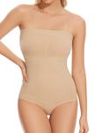 ONEW Strapless Shapewear Bodysuit For Women Seamless Tummy Control Butt Lifter Sculpting Body Shaper Tank Top,Beige,XX-Large