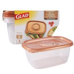 GladWare Home Deep Dish Food Storage Containers, Large Rectangle Holds 64 Ounces of Food, 3 Count Set | with Glad Lock Tight Seal, BPA Free Containers and Lids