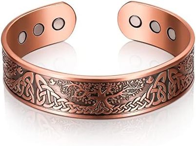 Otuuz Copper Magnetic Bracelet for Men Women Copper Bracelet Solid Cuff Bangle with 6 Magnets Red Copper Magnet Energy Bracelet, Adjustable Size with Velvet Bag, Life Tree, Copper