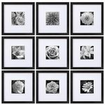 eletecpro Picture Frames Black Set of 9 Wooden Square Photo Frame Poster Frame for Wall Hanging Home Decoration-Gallery Wall Frame Set (Black, 10x10)