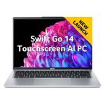 Acer Swift Go 14 Built-in AI PC Premium Laptop Intel Core Ultra 5 125H(14-inch IPS Touchscreen WUXGA/16GB/512GB SSD/Intel Arc Graphics/1440p Camera with Shutter/Win11/MSO)SFG14-73T, Pure Silver, 1.3kg