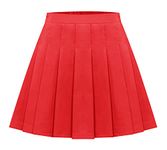 Kids Toddler Pleated Skirts Girls High Waisted Mini Skirt School Uniforms Plain Skirts Children A Line Tennis Skort Red XL