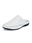 Eego Italy Men's Stylish and Comfortable Mules (T-1004, White, 9)