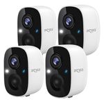 DZEES Outdoor Security Camera, 4 Pack Battery Powered WiFi Camera Surveillance Exterieur Home Security, Indoor Cam with Color Night Vision, PIR Motion Sensor, 2 Way Audio, Local/Cloud IP66 Waterproof