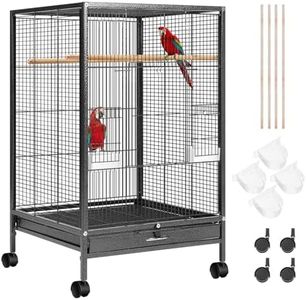 Bird Cage 95CM Large Guinea Pet Birds Parrot Wrought Iron Birdcage with Top and Slide-Out Removable Tray+Rolling Stand
