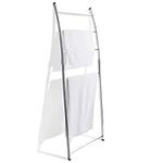 MyGift 4 Bar Chrome-Plated Bath Towel Ladder Wall-Leaning Drying Rack Stand