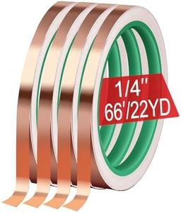 MOGEHIT 4Pcs Copper Foil Tape for Stained Glass Supplies 1/4 Inch x 22Yards Copper Tape Conductive Adhesive Copper Sheilding Tape for Guitars, EMI Shielding, Jewelry Making, Soldering Tape