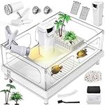 MoonOrange Small Turtle Tank Kit (Tank + Light + Filter), Acrylic Turtle Tank Starter Kit with Basking Platform, Bottom Drainage, Multi-Function Areas for Turtles, Crabs, Crayfish, Small Reptiles.