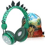 JYPS Kids Headphones, Dinosaur Wireless Headphones for Kids, Bluetooth Childrens headphones Over-ear with Mic for Boys, with Dinosaur Bag for School and Travel