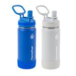 ThermoFlask Double Wall Vacuum Insulated Stainless Steel Water Bottles, 0.5 Liter / 16 Ounce, Blueberry/Wolfgray, Pack of 2