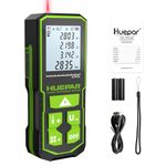 60M Laser Measure, Huepar S60 Laser Distance Meter 196ft, Portable Handle Digital Measure Tool Range Finder, Multi-Measurement Modes+Larger Backlit LCD 4 Line Display IP54 Shockproof Battery Included