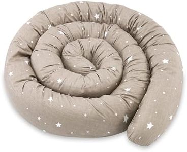 Totsy Baby Almohada para Dormir de Lado, Almohada para el Cuerpo de Serpiente 150 cm Algodón - cojin Cervical Enrollable Lavable Cojines Grandes Almohada para el Cuerpo Beige con Estrellas Blancas