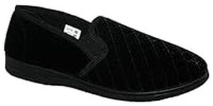 LJ&R Mens Slippers, Slip ON with Twin Side Gussets Black 10