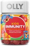 OLLY Kids Immunity Gummy Multivitamin, 25 Day Supply (50 Count), Cherry Berry, Wellmune, Elderberry, Acerola Cherries, Chewable Supplement