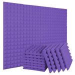 DEVICE OF URBAN INFOTECH Acoustic Foams 12" X 12" X 2" Pyramid Acoustic Panels 50 Kg/m³ High Density Sound Proof Foam for Wall Studio Noise, Echo Reduction and Absorber Foam (Pack of 50, Purple)