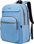 Laptop Backpack Purse for Women Men Waterproof Teacher Nurse Bag, 17.3 inch Work laptop Bag with USB Port, Business Travel Computer Backpack Light Blue